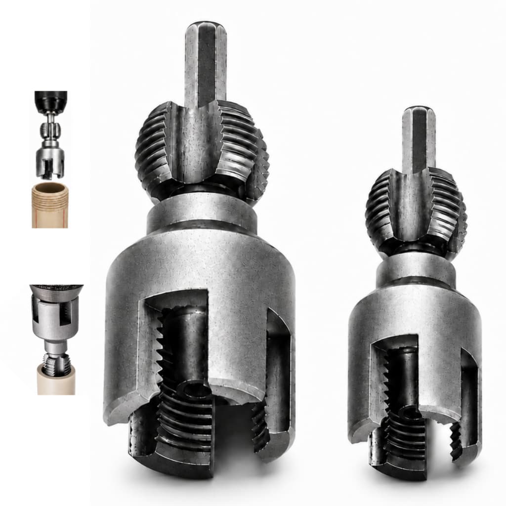 Abridor de Rosca Interna e Externa para Cano PVC 1/2 ou 3/4 Rosqueador para Furadeira Parafusadeira