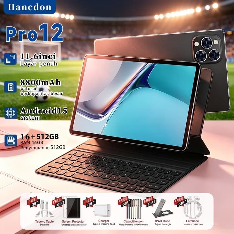 Tablet Galaxy Pro12 5G Android 15 | 11.6"  FHD+ T-Color 2.0 | 12GB RAM + 512GB | 8800mAh + Stereo | Para Trabalho Estudo