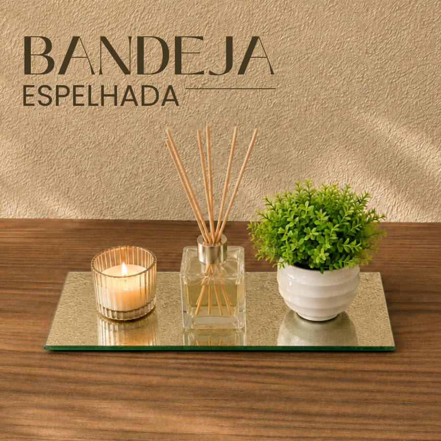 Bandeja Decorativa Espelhada Pés de Pérola para Banheiro Lavabo Sala Perfumes Porta Maquiagem