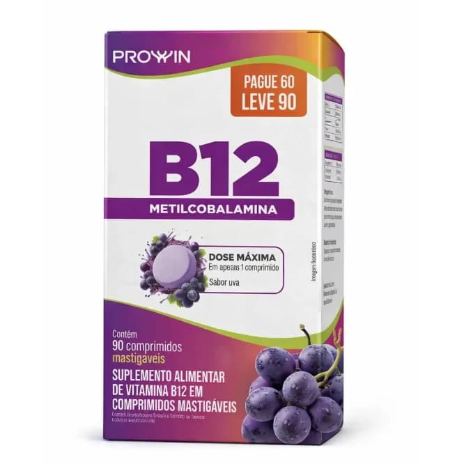 Vitamina B12 Prowin 90 Comprimidos Mastigáveis