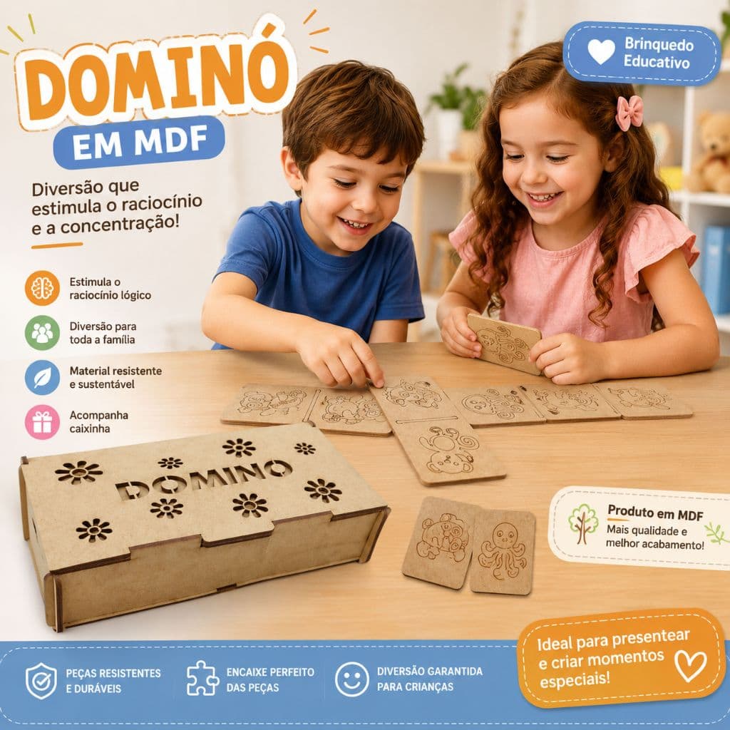 Dominó Em Mdf Kit 10 Unidades
