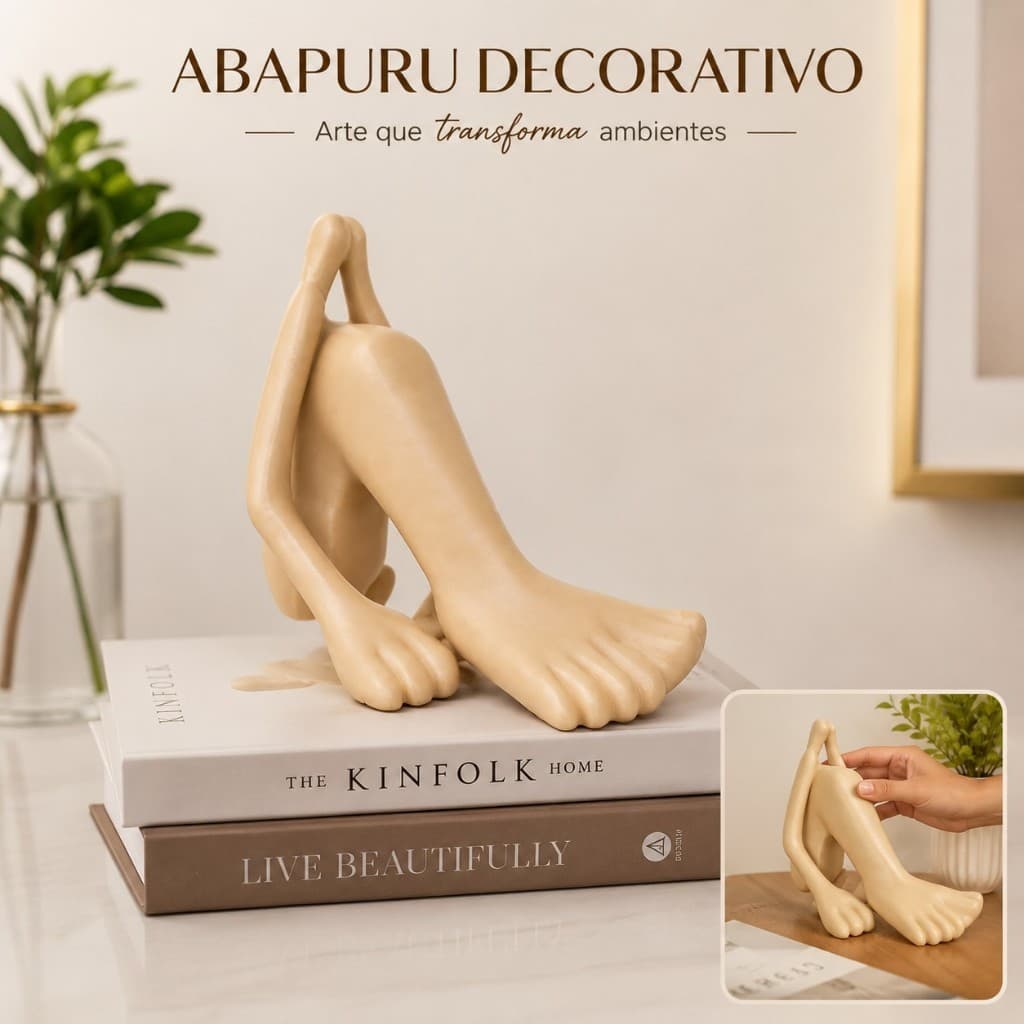Escultura Decorativa Abaporu Bege em Impressão 3D – Peça Moderna para Decoração Arte Ornamento