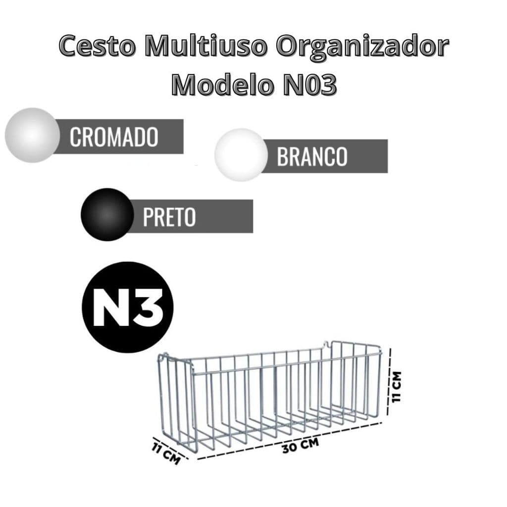Cesto Aramado Multiuso Organizador Linha Home N3 - 30x11cm