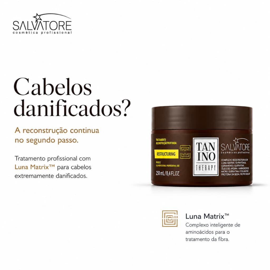 Máscara 2 em 1 Salvatore Reconstrução Avançada para Cabelos Danificados 250ml