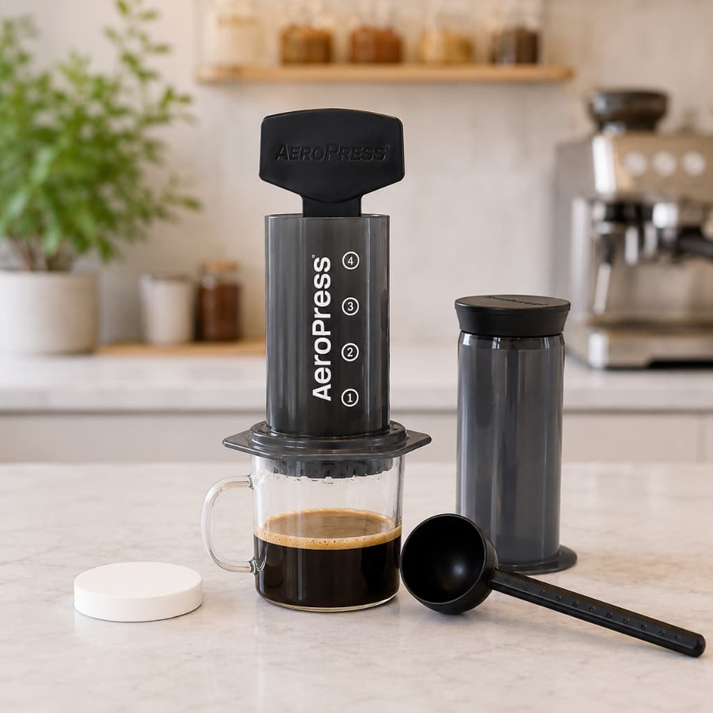AeroPress Original Cafeteira Portátil Para Café Especial Kit Completo Viagem Filtrado e Espresso