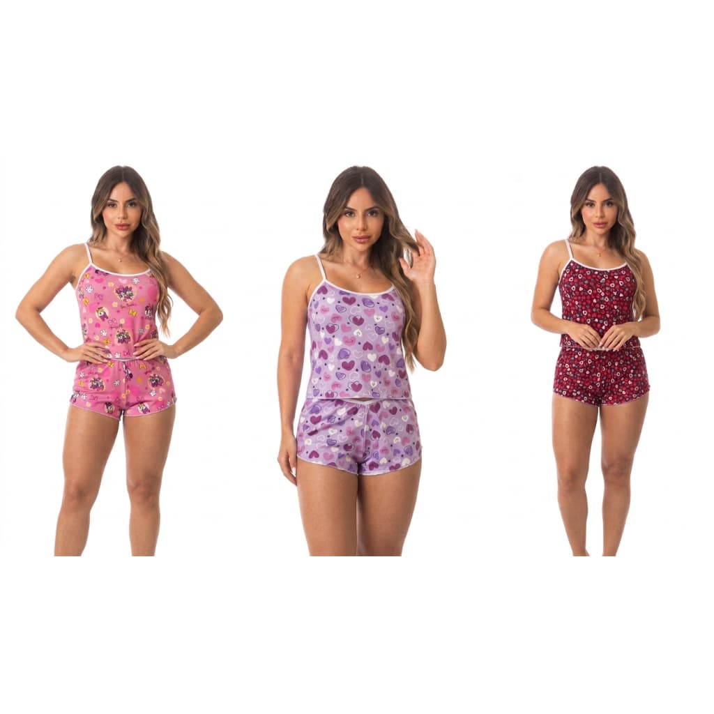 Kit 4 Pijama feminino  baby doll sortidos estampas personagem e diversos