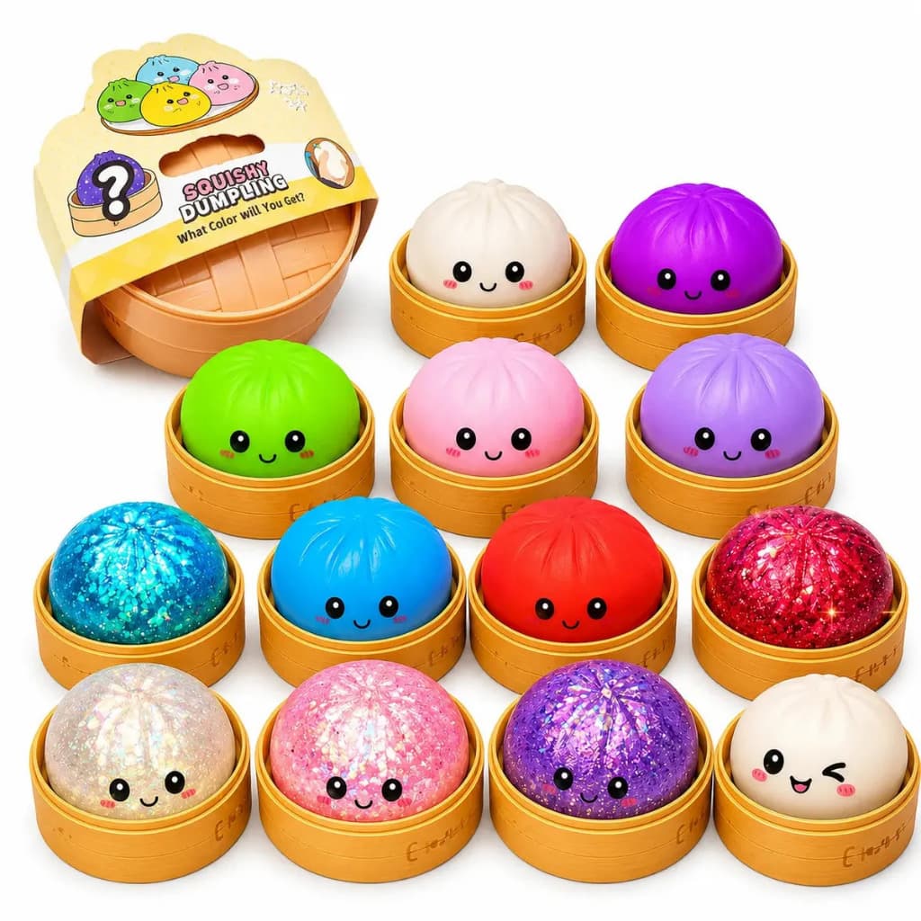 Squishy Dumpling Surpresa Fofinho Macio Antiestresse Brinquedo Sensorial Bolinho Colorido Colecionável Cores Raras