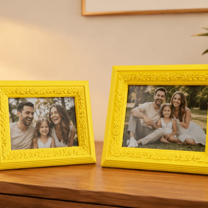 🖼️ Kit com 2 Porta-Retratos 21x15 cm – Amarelo | Moderno, Resistente e Elegante