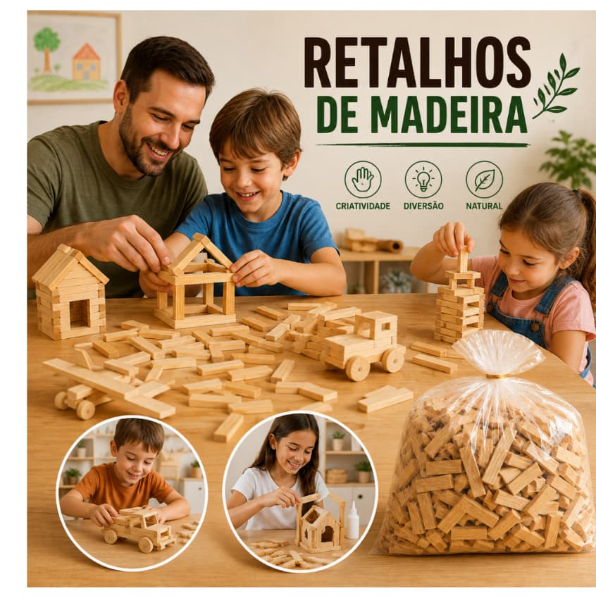 RIPAS RETRALHO DE MADEIRA SURTIDAS KIT COM 100 PEÇAS
