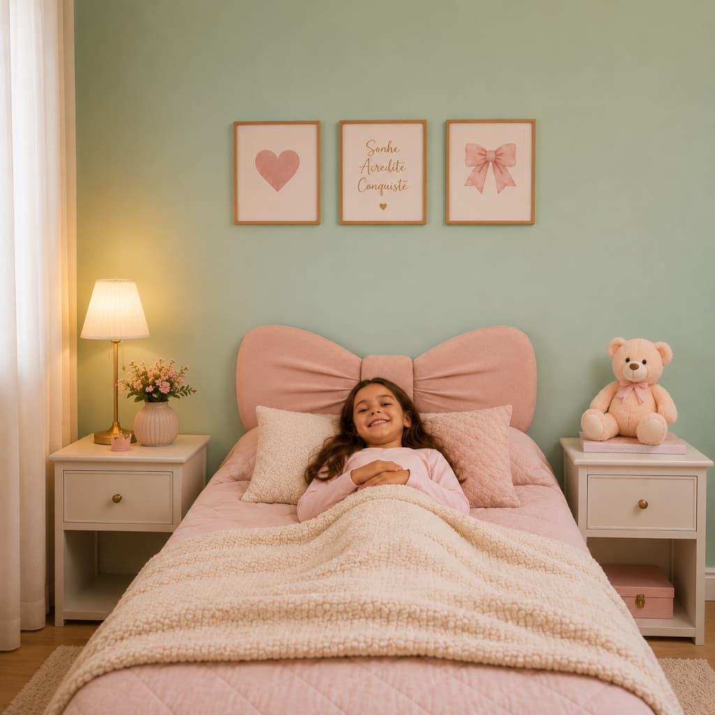 Cabeceira Solteiro Menina Laço Solteiro Menina Para Cama Box