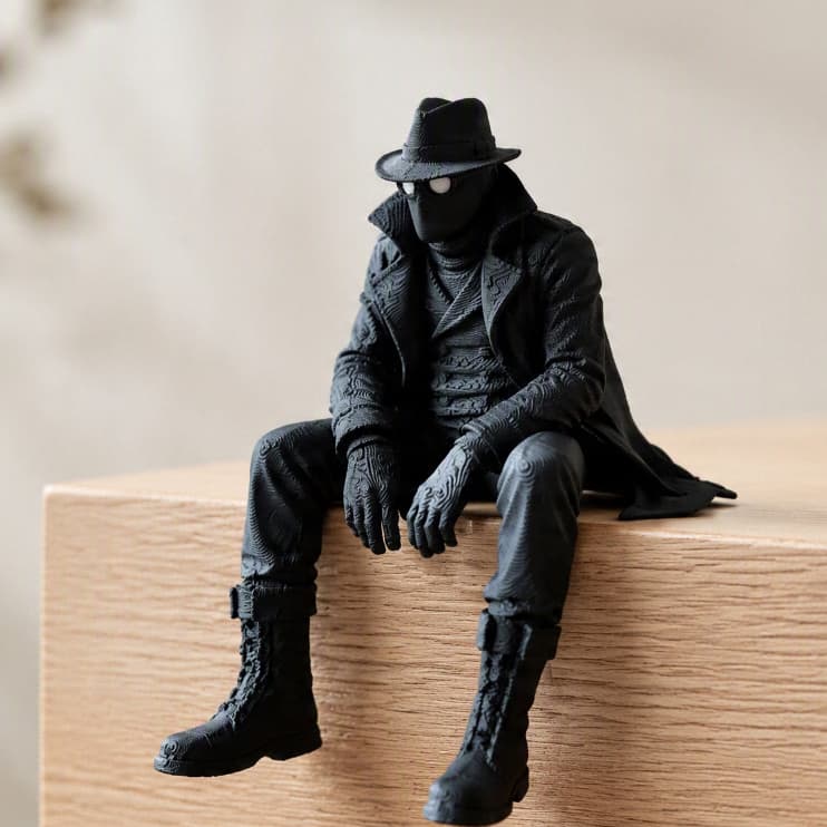 Estátua Decorativa Herói Noir Sentado Detalhada - Impressão 3D Premium PLA