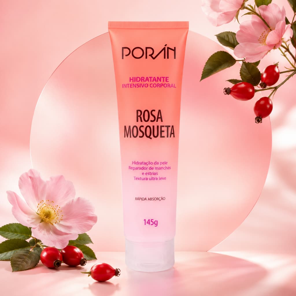 Hidratante Corporal Intensivo com Óleo de Rosa Mosqueta Porán Clareador e Reparador Pele Seca 100g