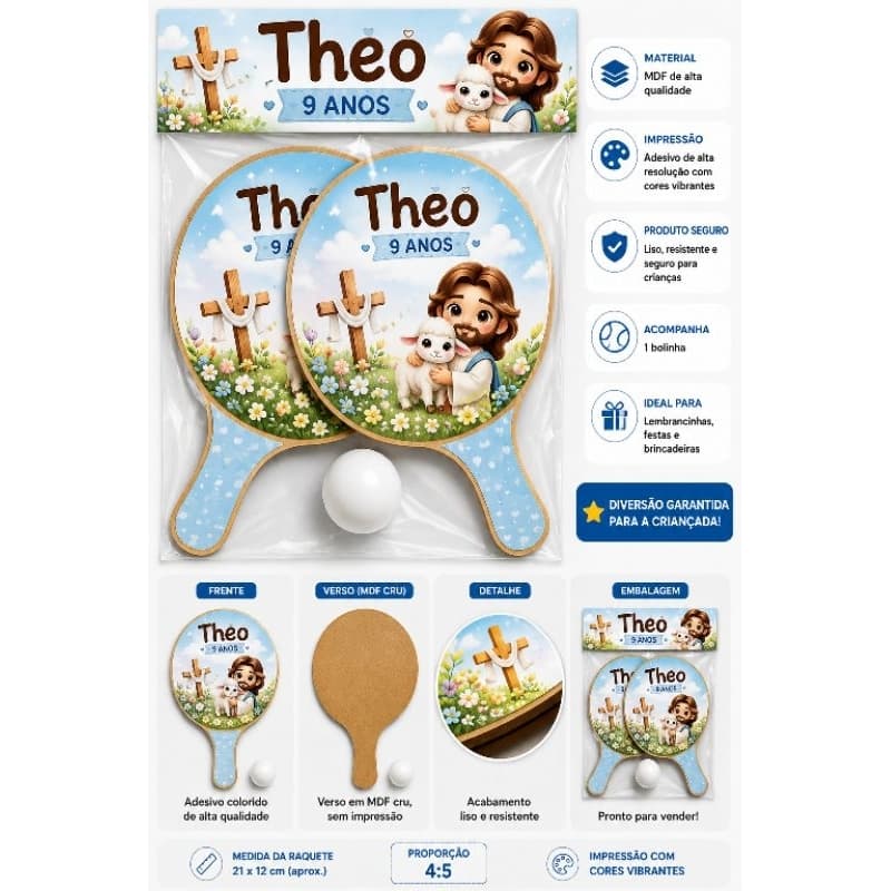 Kit 5/10/15/20/25/30 pares Raquete de ping pong Lembrancinhas Personalizada Festa Infantil