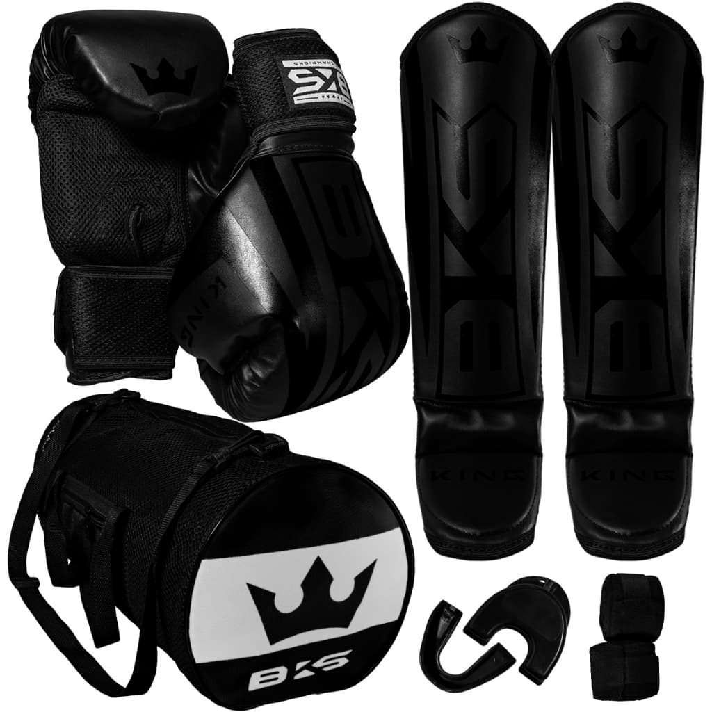 Luva De Boxe Muay Thai Kickboxing + Caneleiras+ Bandagens + Bucal + Case + Bolsa KIT BKS