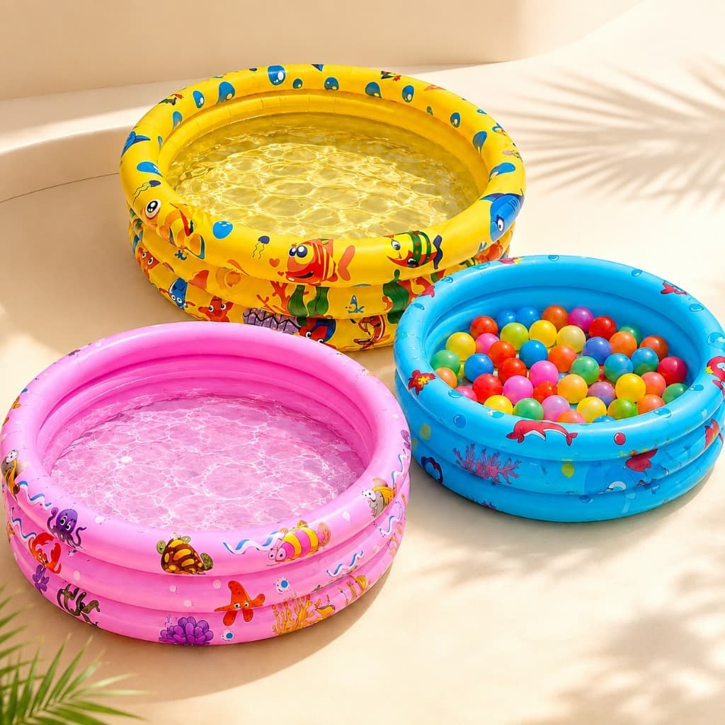 Piscina Infantil Inflável 3 Gomos 60cm Redonda Piscina de Bolinha Criança Bebê