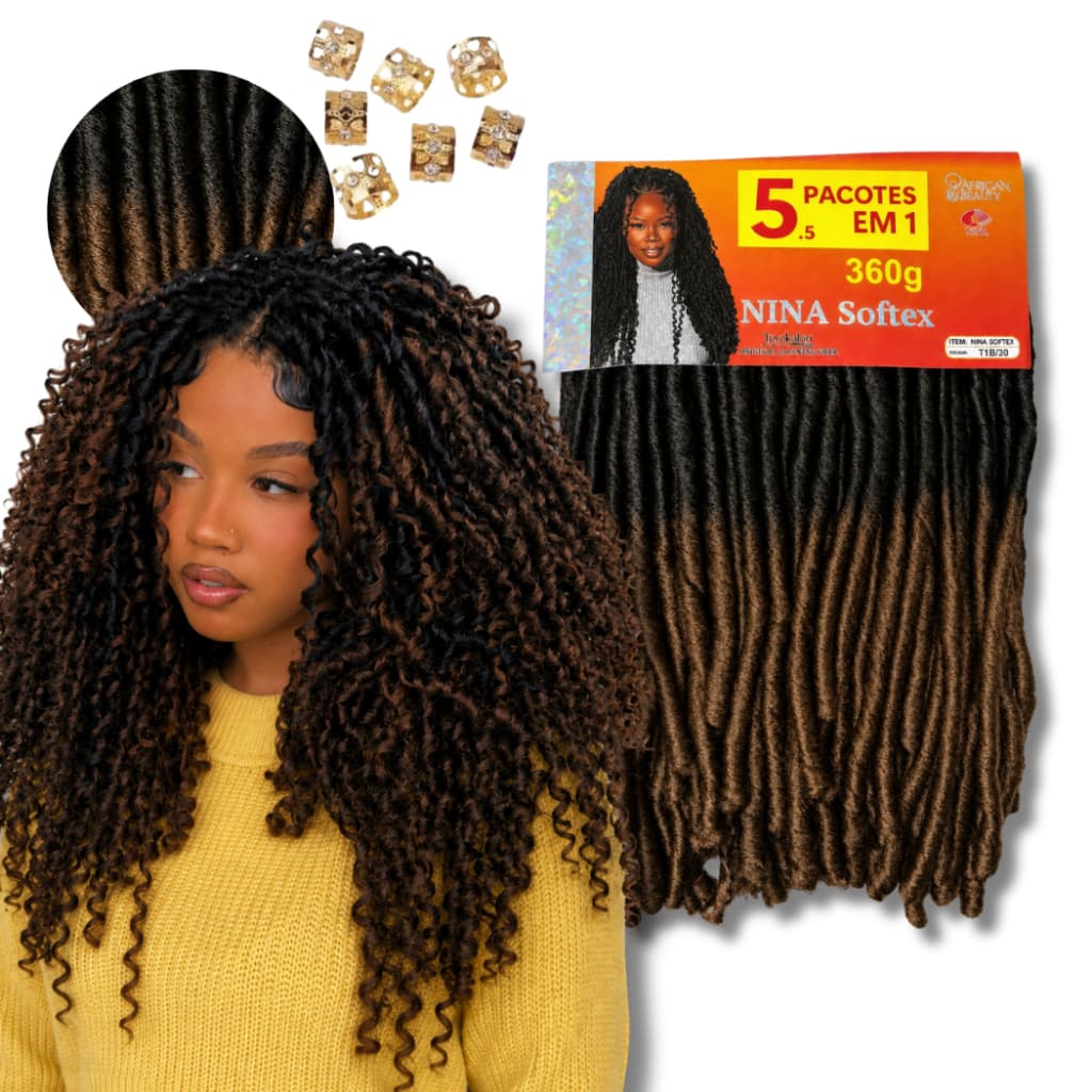 Cabelo Sintético Nina Softex 360g Cacheado Pacotão 5 em 1 Kanekalon Crochet Braids Original