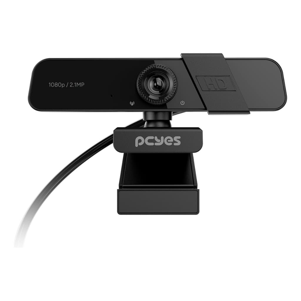 Webcam Full HD 1080p PCYES Raza FHD-04 com Microfone USB Plug and Play para Live Reunião Home Office RZFHD04