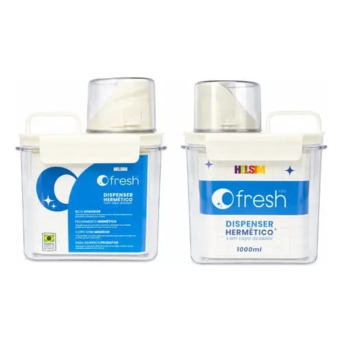 Kit 2 Dispenser Porta Detergente Cozinha 1L C/copo Medidor