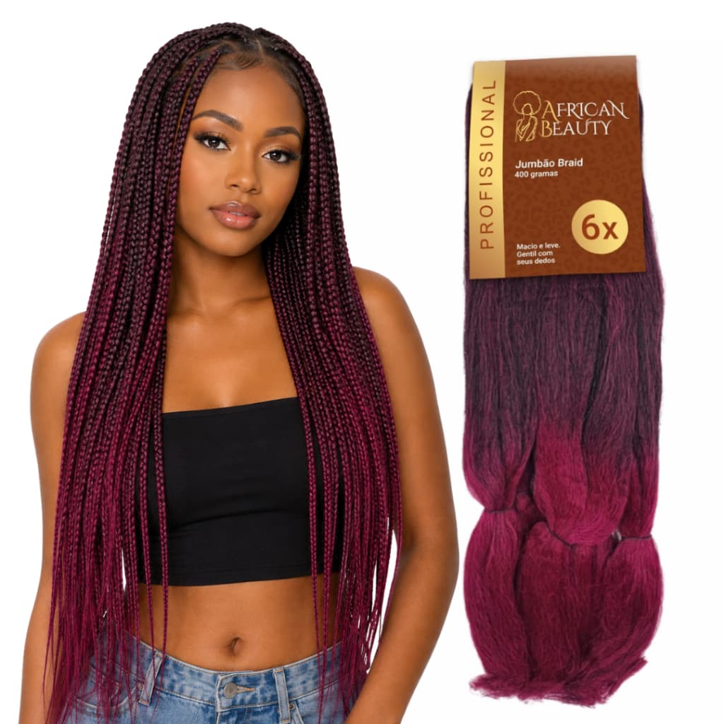 Super Jumbo Vermelho 400g Tranças + 10 anéis