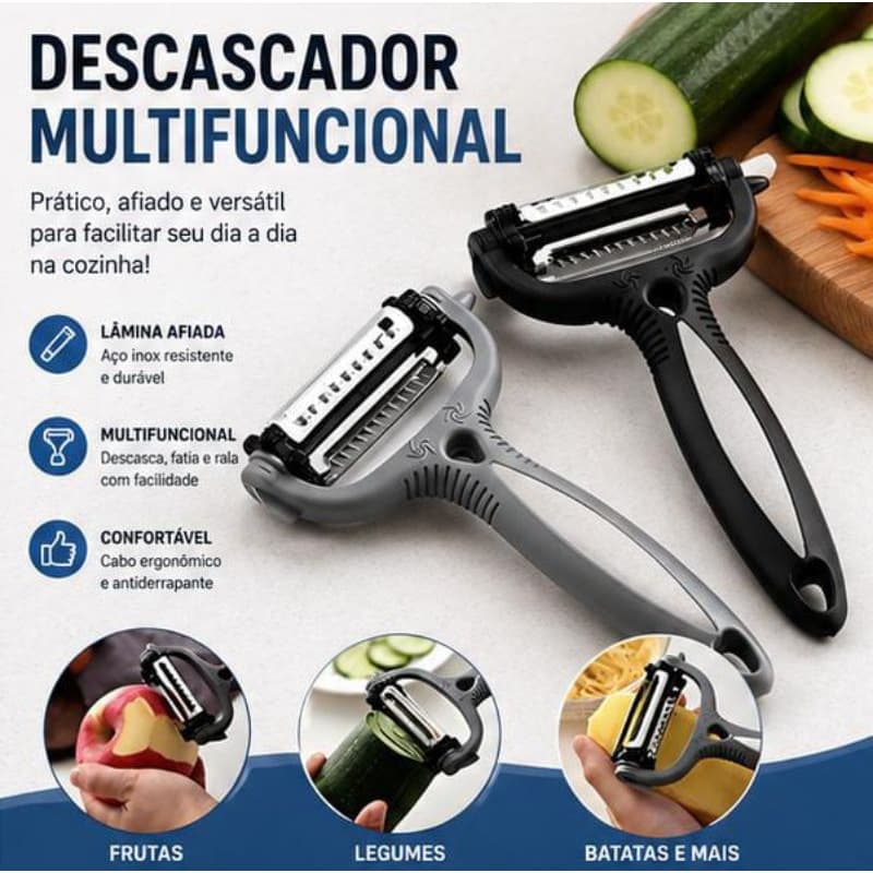 Descascador Fatiador Multifuncional De Alimentos 3 Em 1