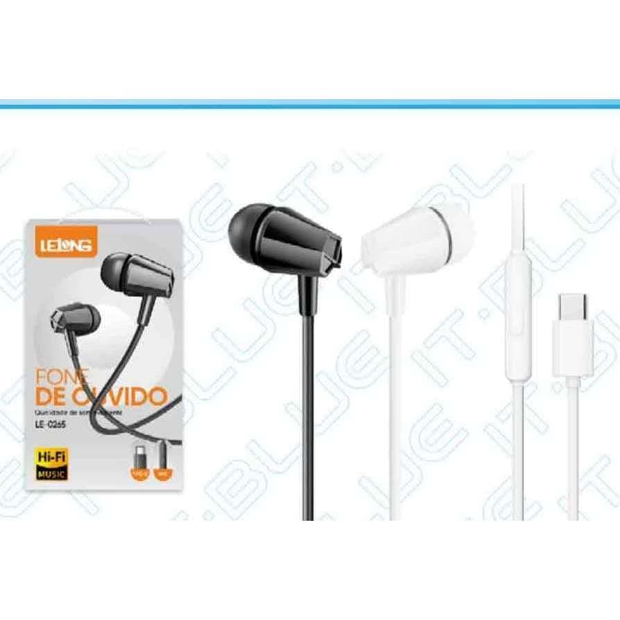 kit 20 10 Fone de Ouvido Com Borracha Lelong LE-0265 Tipo-C