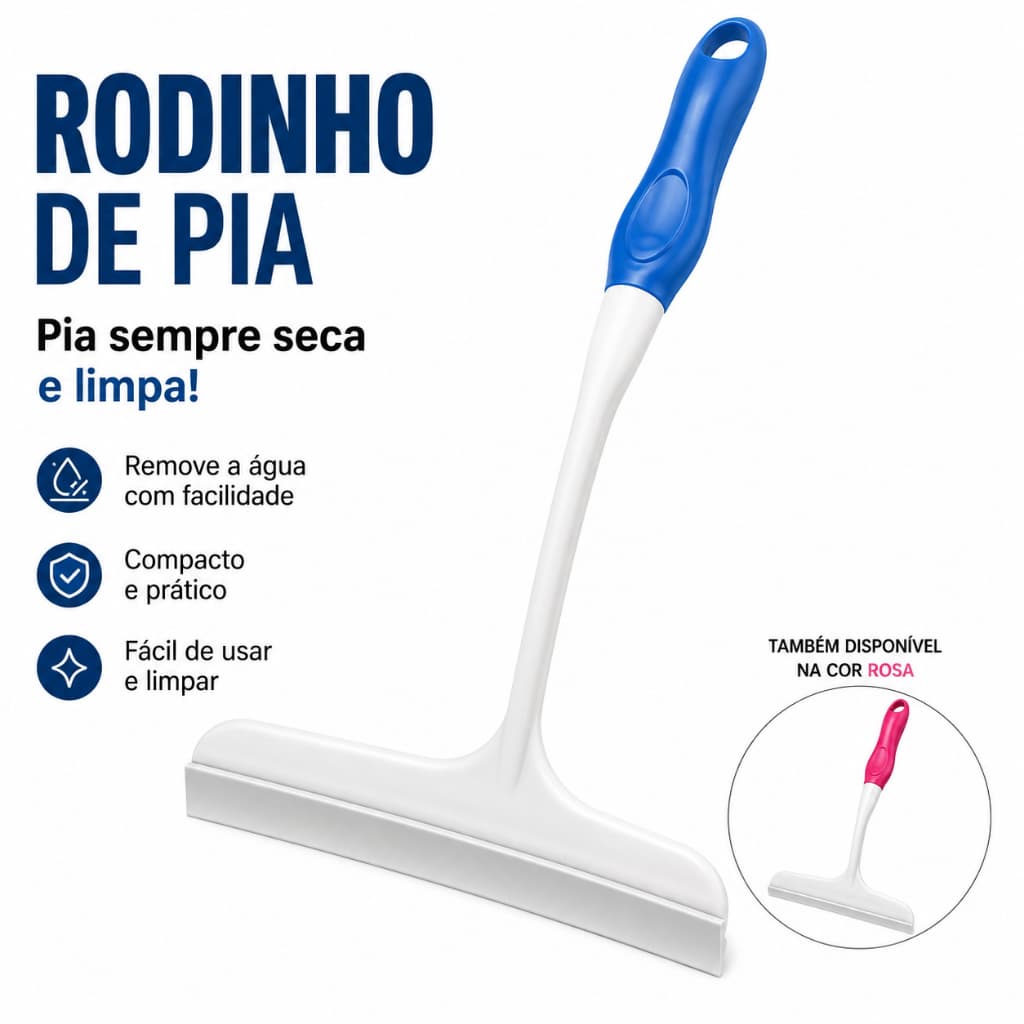 Rodinho de Pia Multiuso para Cozinha Banheiro Vidro Box Bancada Limpeza