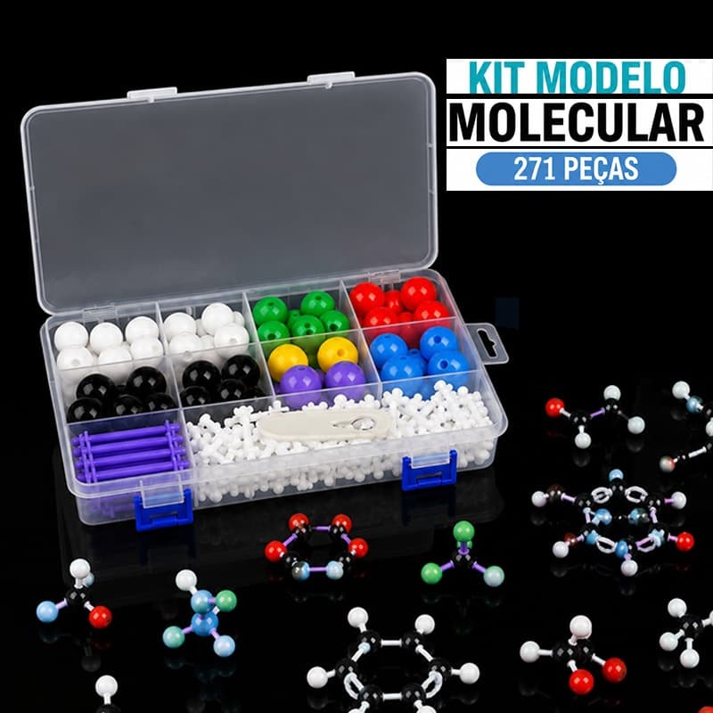 Kit 271 Peças Modelo Molecular Química Orgânica Educativo Estrutura Molecular 23mm Para Professores e Estudantes