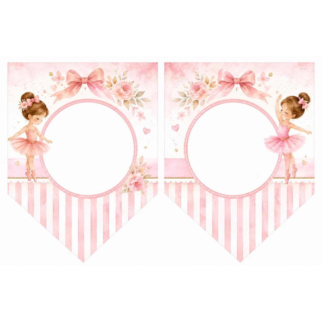 Bandeirolas bailarina Personalizadas para Festas - 12 BANDEIRINHAS - com o barbante