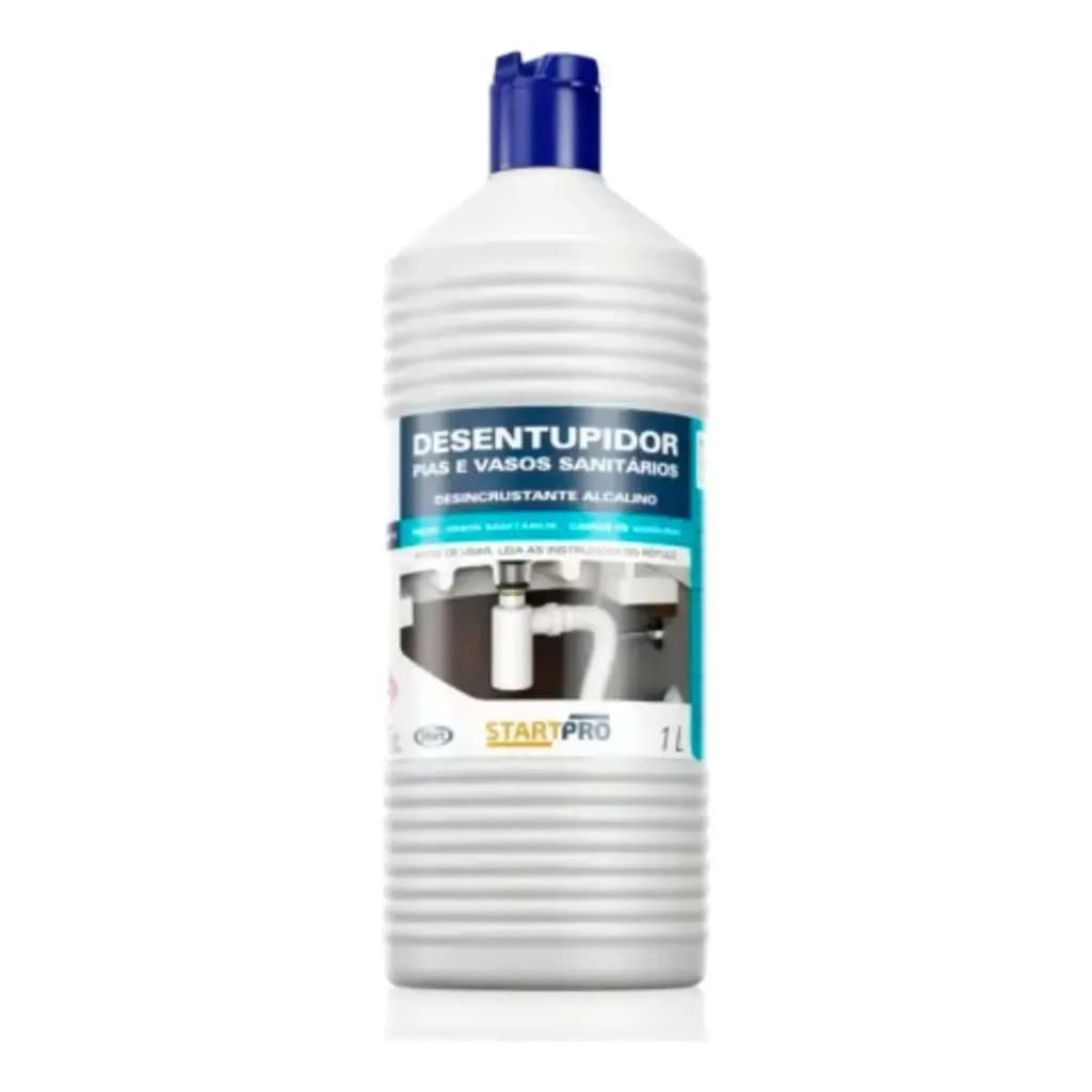 DESENTUPIDOR PIAS E VASOS SANITÁRIOS STARTPRO Desincrustante alcalino para desentupir pias, ralos, vasos sanitários
