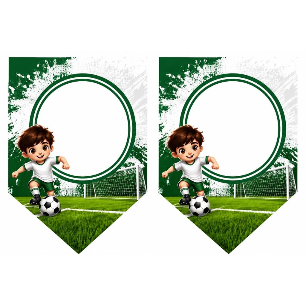 Bandeirolas Futebol Personalizadas para Festas - 12 BANDEIRINHAS alvi verde - com o barbante