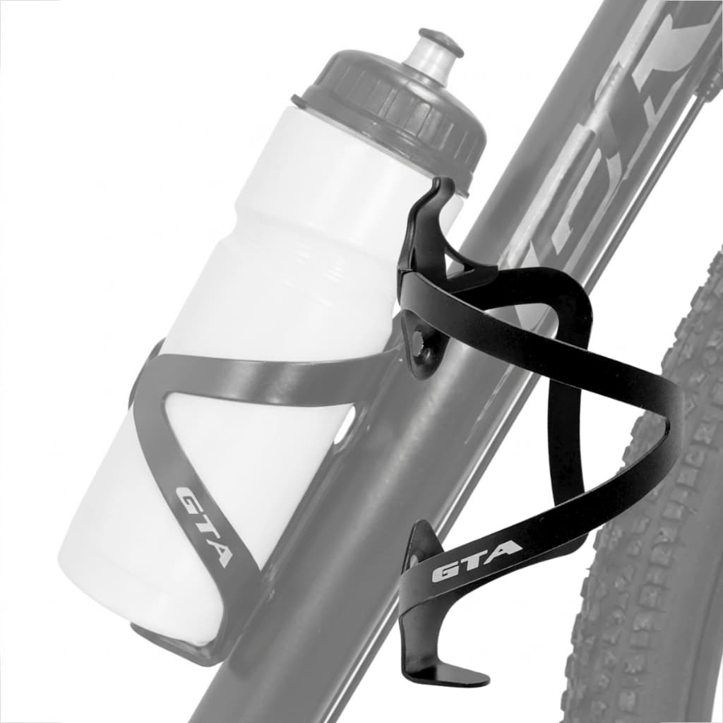 Suporte Caramanhola Garrafa Bike Alumínio GTA Preto Leve Universal Com Parafusos E Chave Allen