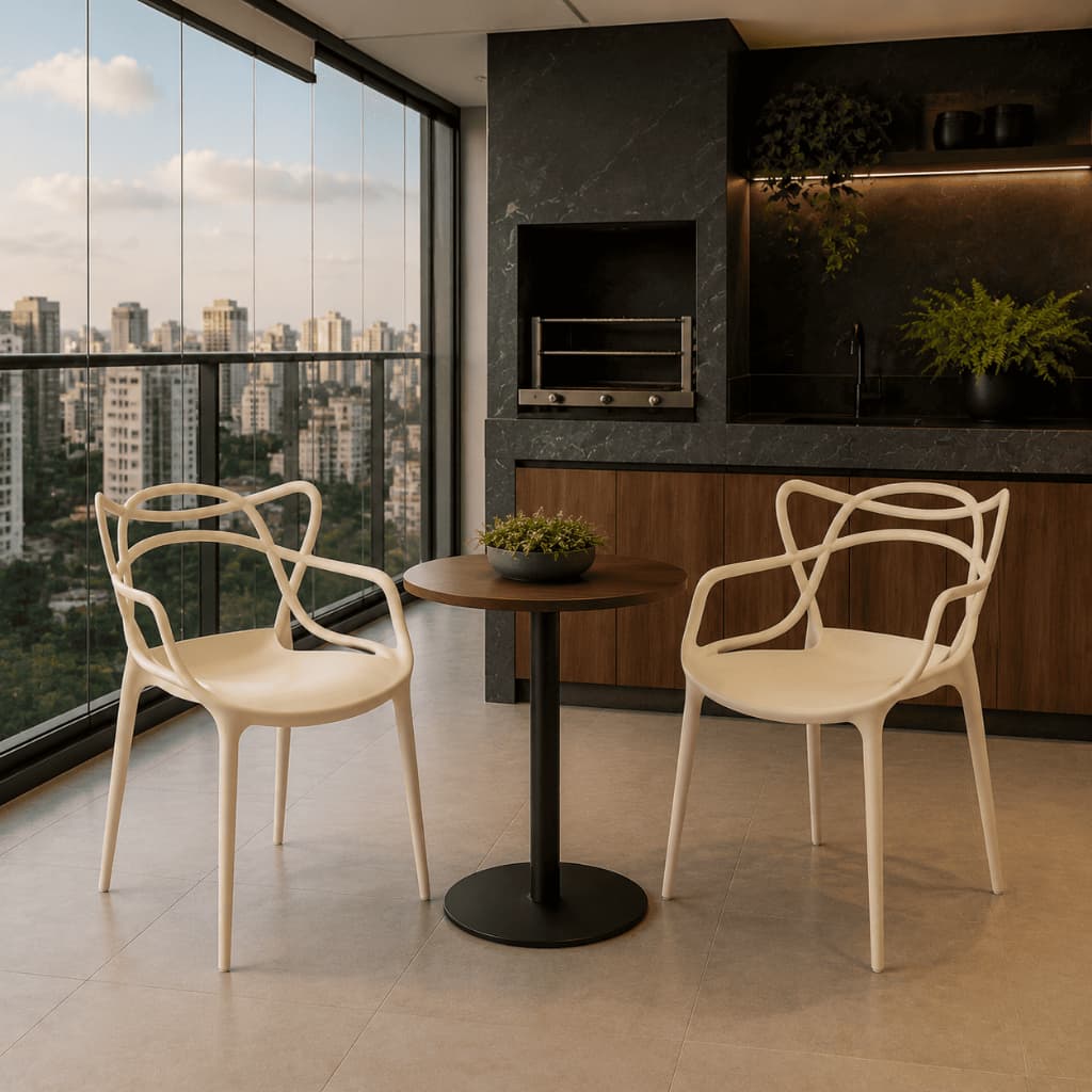 Cadeira Allegra Fendi Kit 1, 2 ou 4 Unidades Empilhável para Cozinha e Sala de Jantar