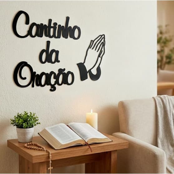 Kit 20 Frase Cantinho da Oração Mdf Decoração Parede Casa