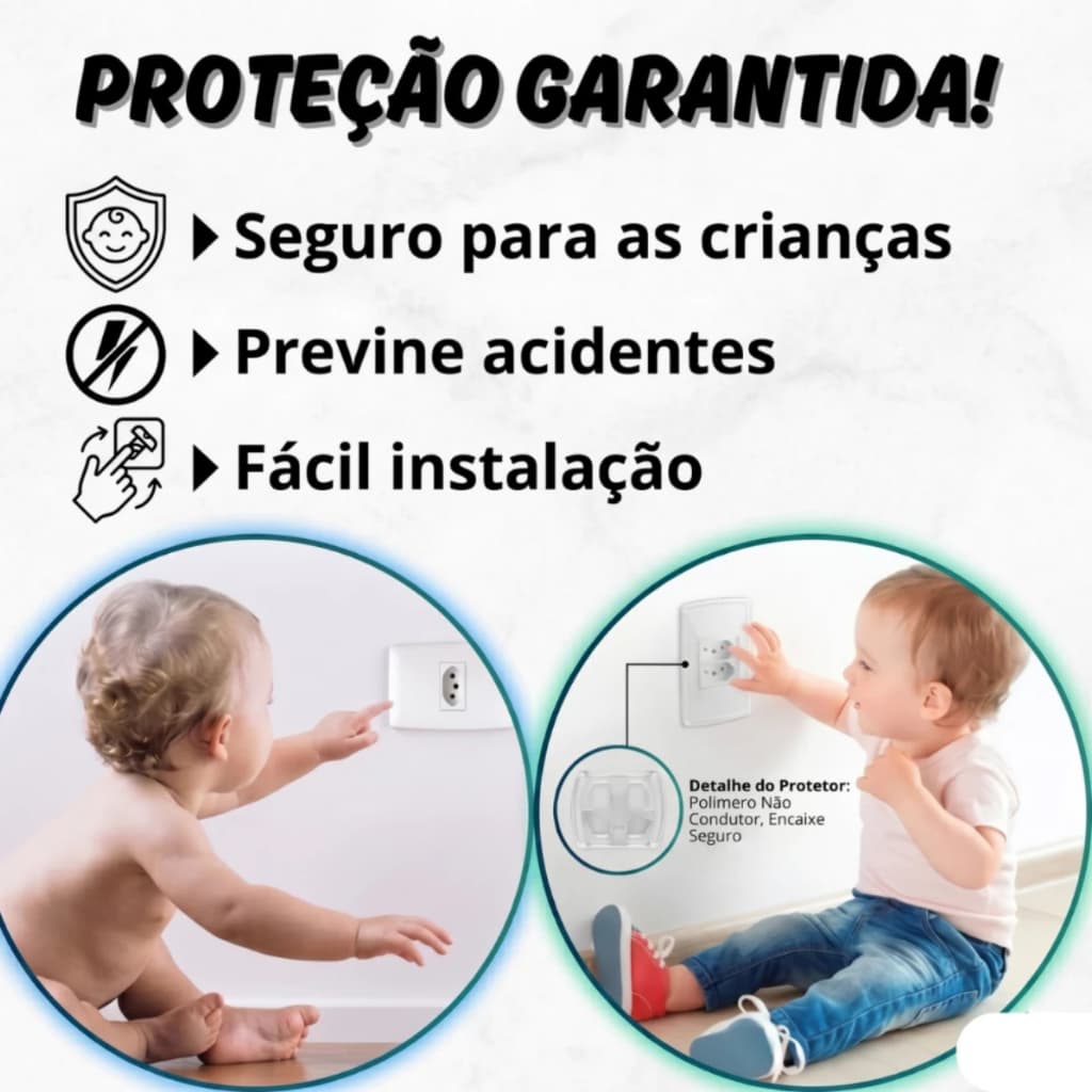 Kit 6/12/24/36 Protetor Tomada Criança e Bebê Segurança Contra Choque Elétrico Protecao Infantil Pinos