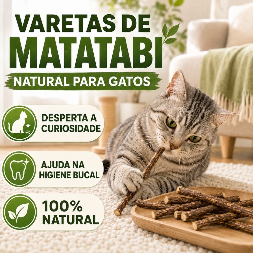 Bastão Vara de Matatabi Natural Gatos Catnip Limpa Dentes Antiestresse 2 5 10 ou 15 Unidades