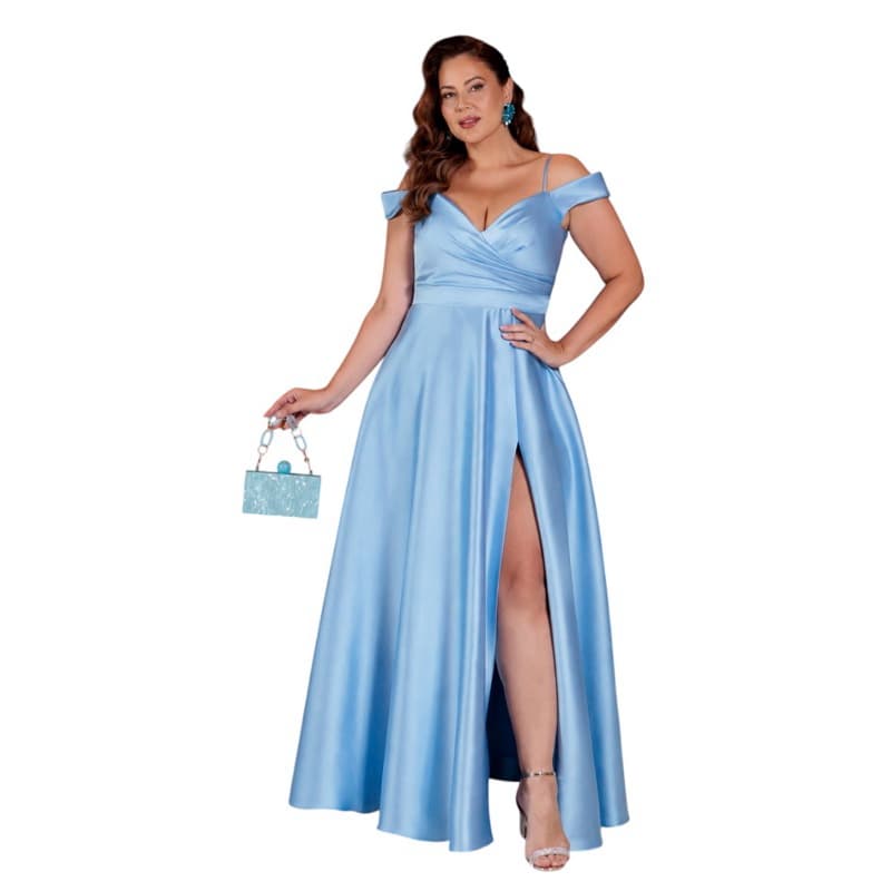 Vestido Longo Feminino Formanda Masrinha  Plus Size Azul Serenity TAM.46
