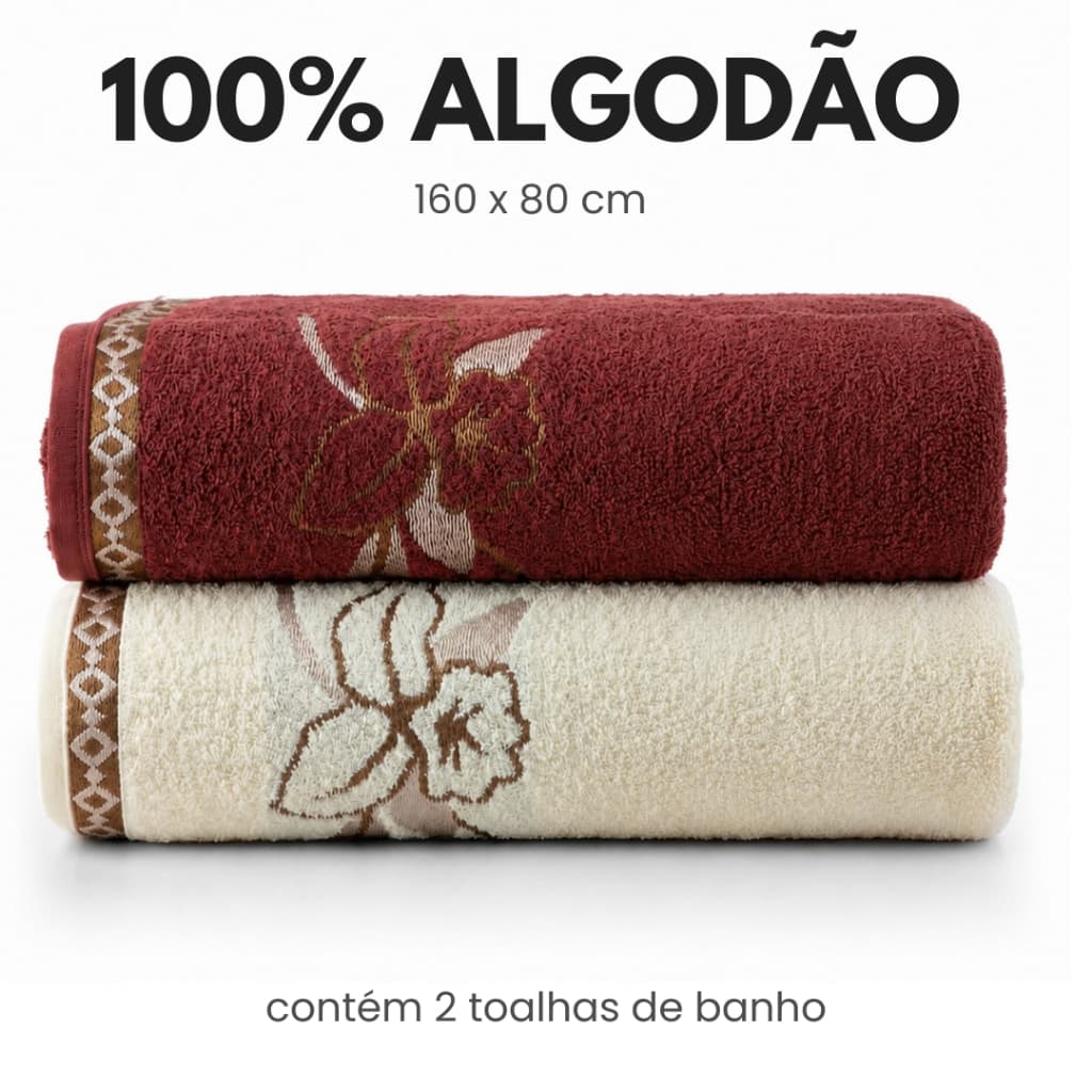 Kit com 2 Toalhas de Banho Aveludada Luxo Banhão 160x80 Gigante Luxo 100% Algodão Macia