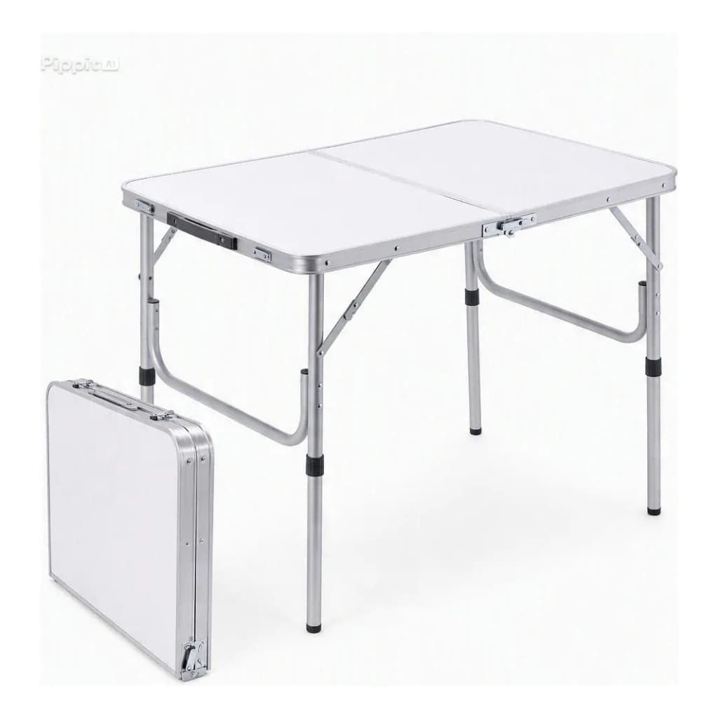 Mesa Pequena Dobrável Camping Alumínio 90x60cm Vira Maleta