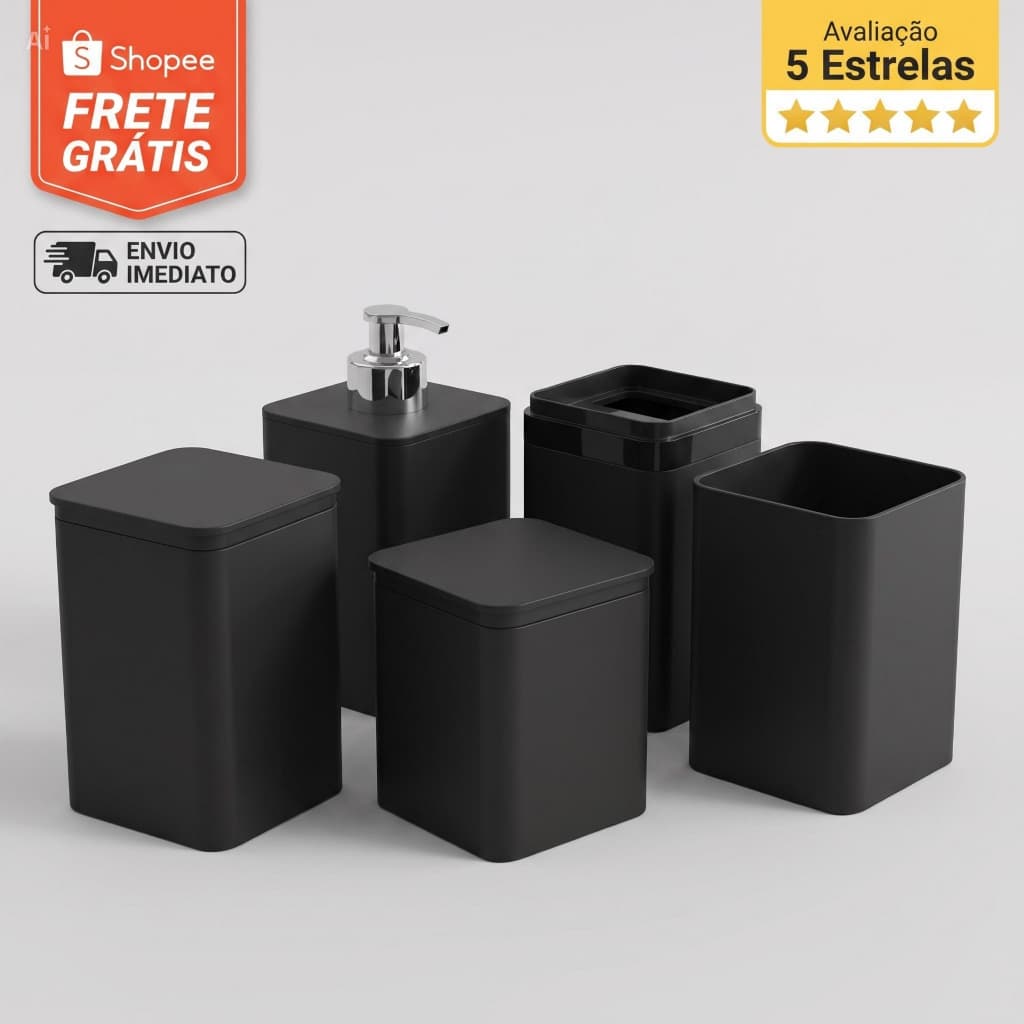 Kit Banheiro Porta Escova Pasta Algodão Dispenser Sabonete Liquido Envio Imediato Premium