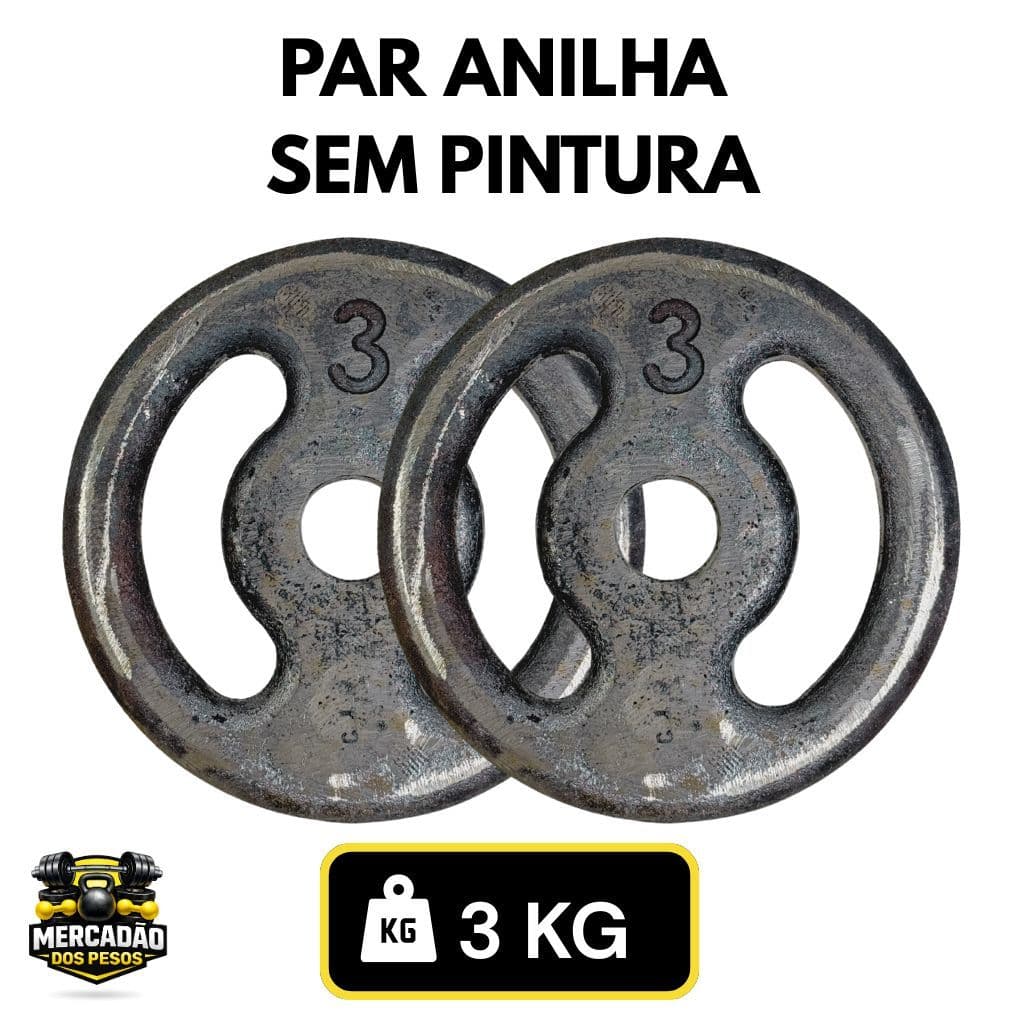 Par De Anilha Ferro 3 kg (Cada) Crua - Sem Pintura ou Borracha