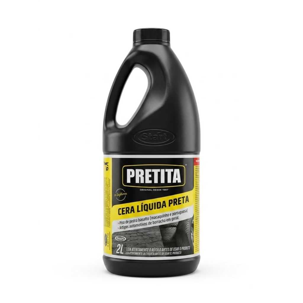 Cera Liquida Preta 2L Tingimento prolongado, ação de longa duração para Pneus, borrachas e pedras,  Pretinho Start