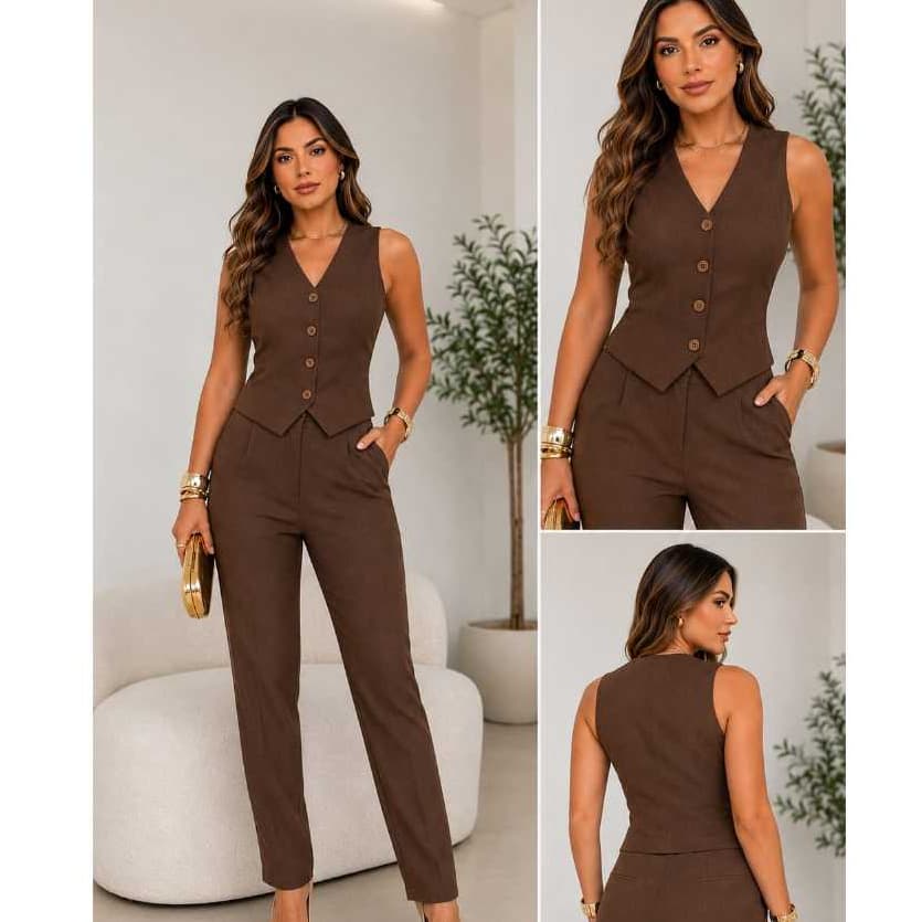 Conjunto Feminino Com Colete Na Alfaiataria Premiun Elegante PROMOÇAO