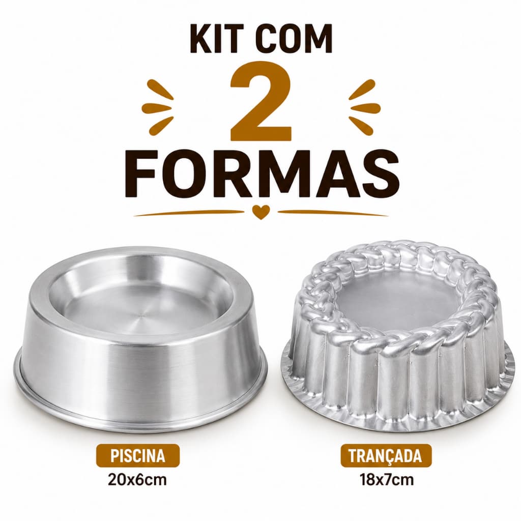 KIT COM 2 FORMAS BOLO DECORADO BALLERINE PISCINA E BALLERINE TRANÇADA EM ALUMÍNIO
