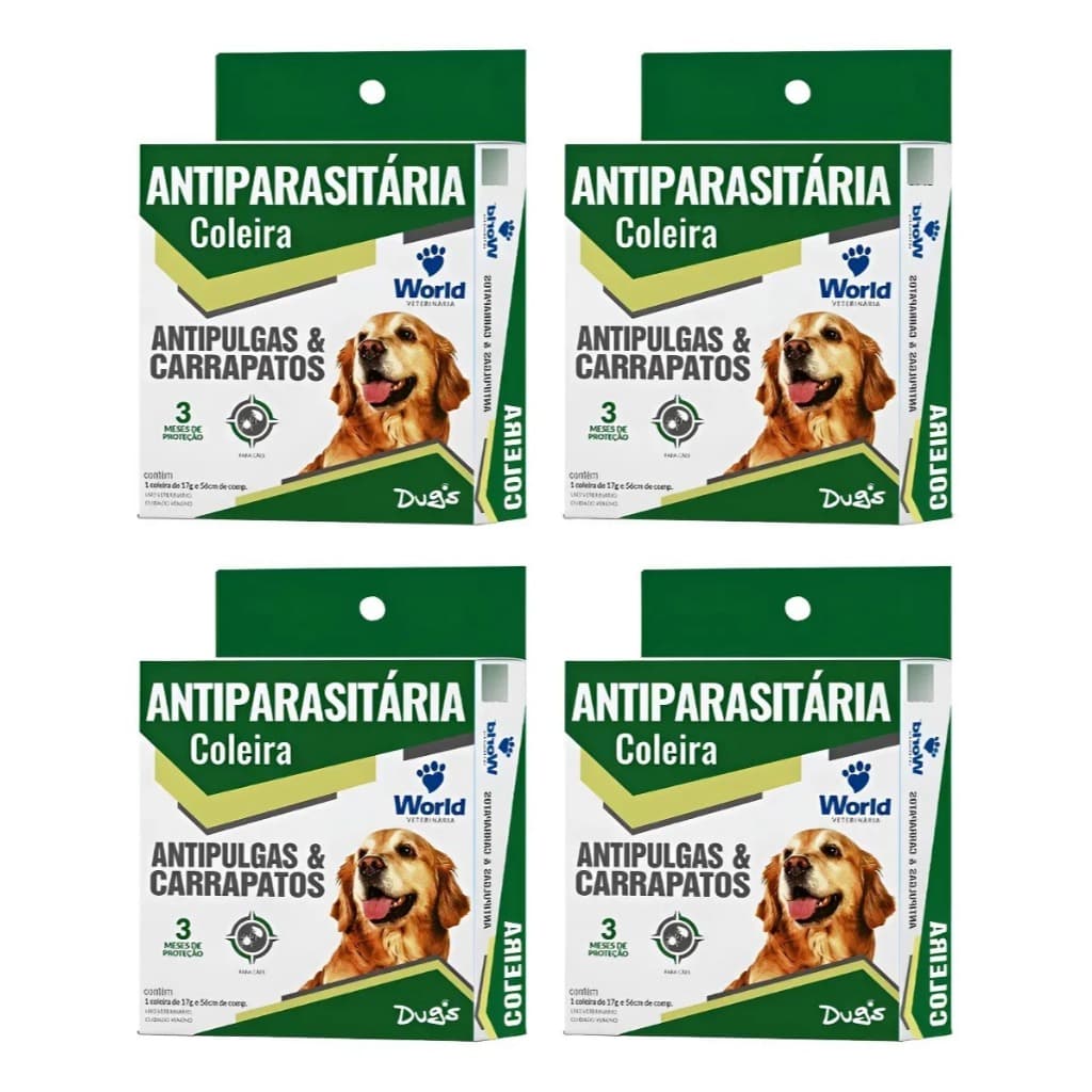Coleira kit /4 unidades/ Cães Antipulgas E Carrapatos 56cm World