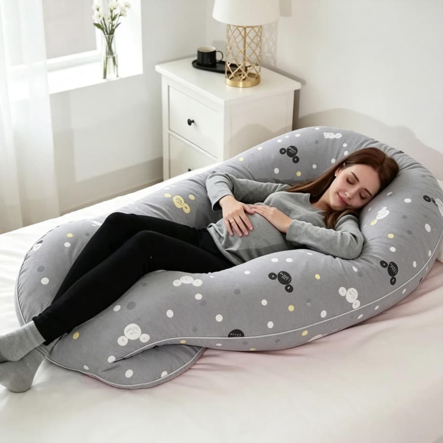 `Travesseiro de Corpo Gestante para Gravidez e Amamentação, Apoio Ergonômico, Conforto ao Dormir, Várias Cores