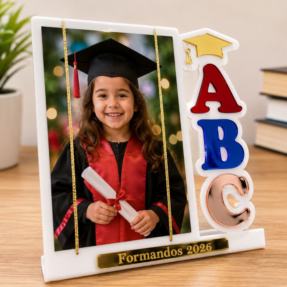 Kit Porta Retrato Acrílico Formatura Infantil Foto 10x15 Formandos ABC 2026