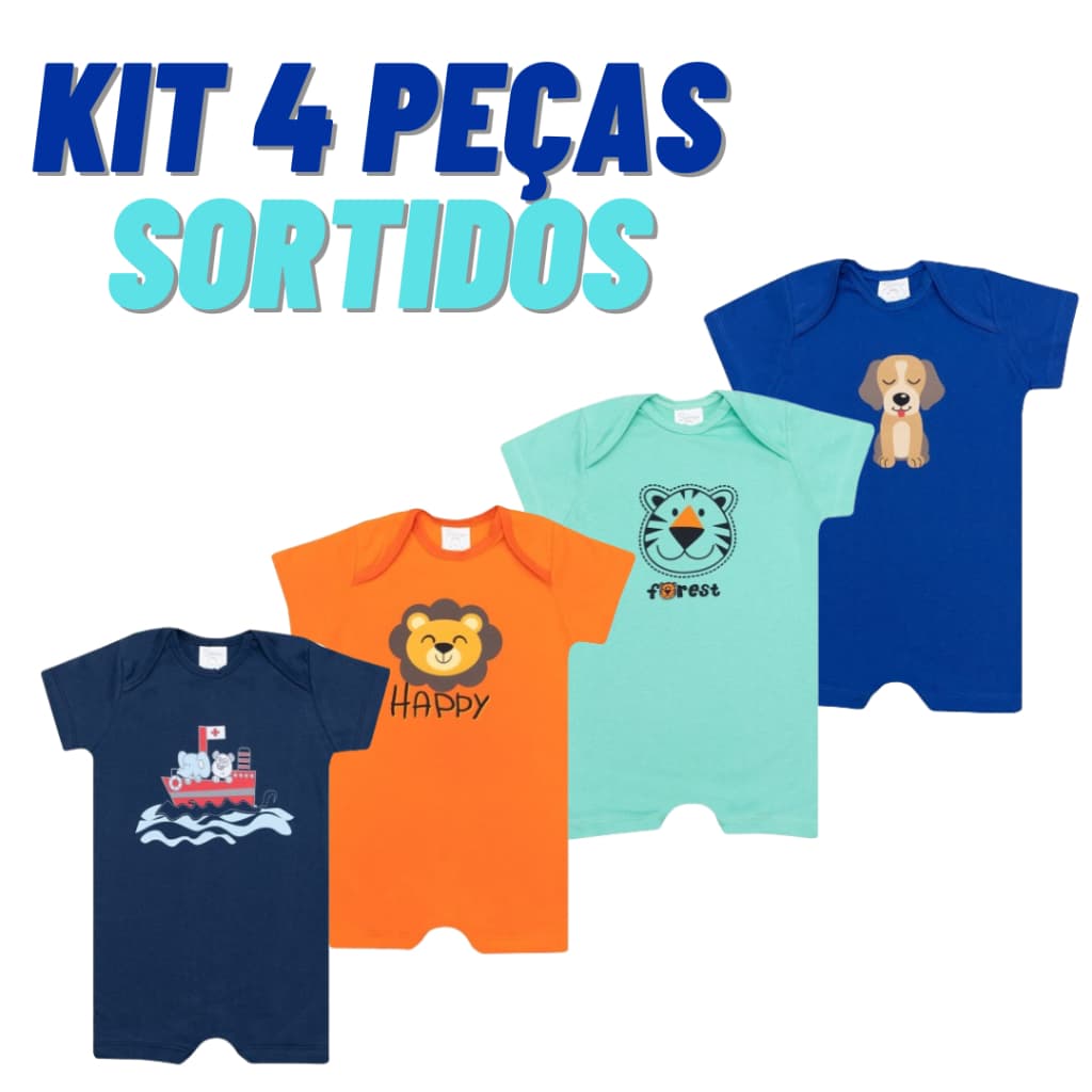 Kit 2/4 Macacão Sortido Roupa De Bebê  Algodão Banho de Sol Masculino ou Feminino Romper