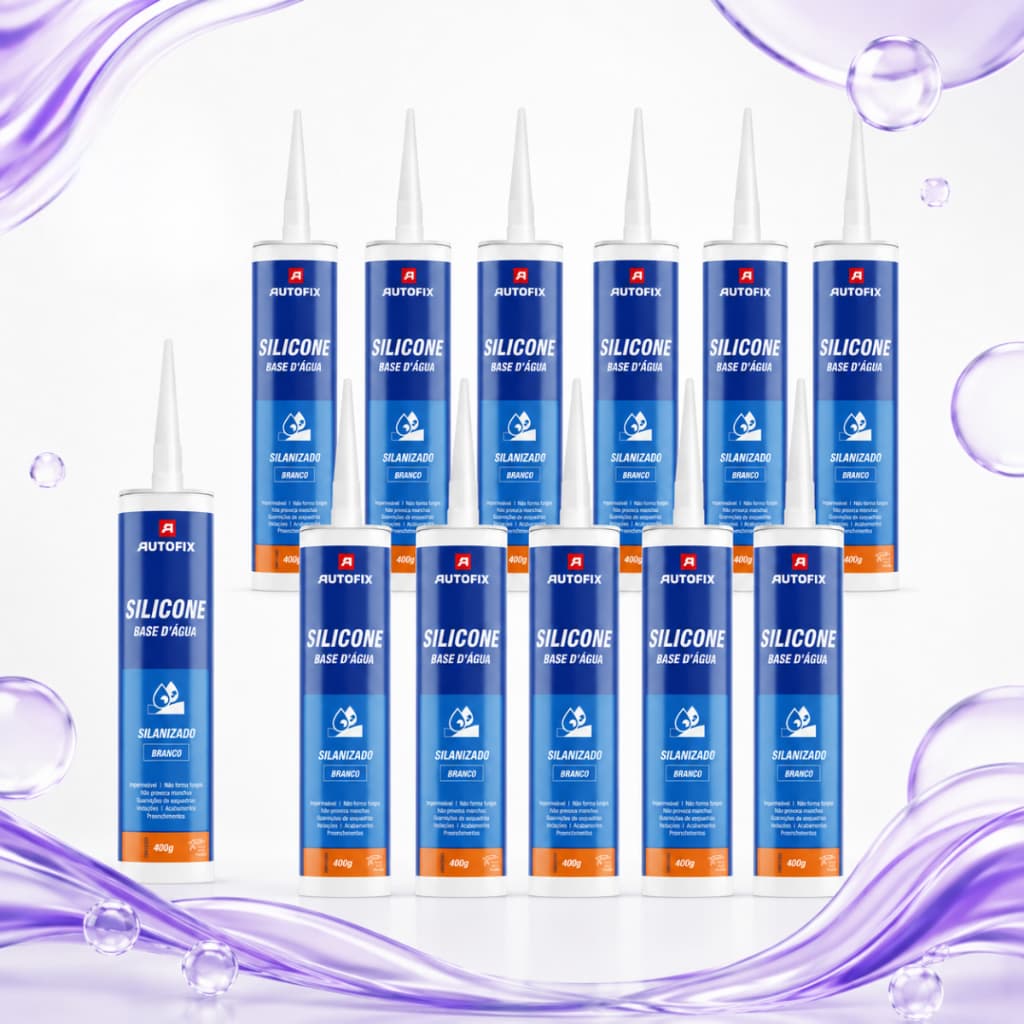 12 Unidades Silicone Acrílico Base D'Água Autofix Branco 400g Vedação Perimetral Obras Acabamento