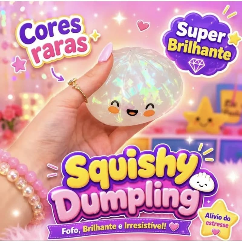 Squishy Bolinho Anti-stress com Glitter Brilhante.
