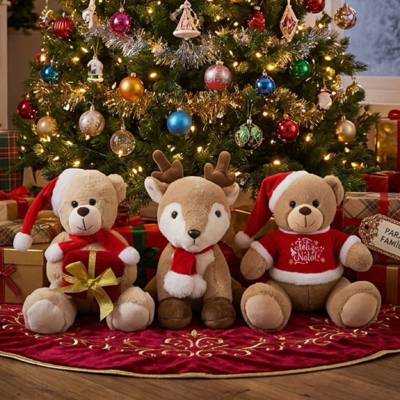 Urso de pelúcia de Natal Enfeite Natal Papai Noel Boneco de neve Rena Decoração Enfeites Premium